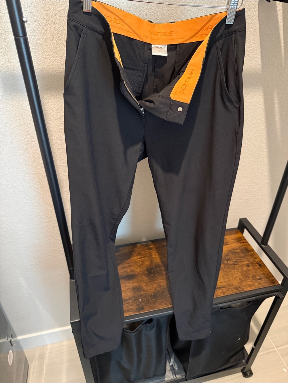Macade Black Cropped Performance my Pants with Orange Waistband